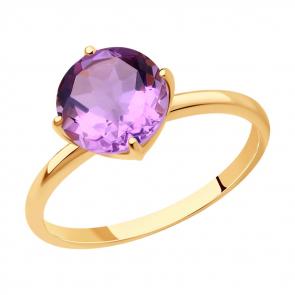 Золотое кольцо SOKOLOV с аметистом 716675 фото
