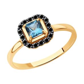 Золотое кольцо SOKOLOV с фианитом и Лондон топазом 716684 фото