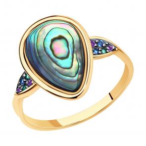 Золотое кольцо SOKOLOV с фианитом и перламутром 716707 фото