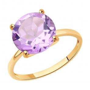 Золотое кольцо SOKOLOV с аметистом 716714 фото