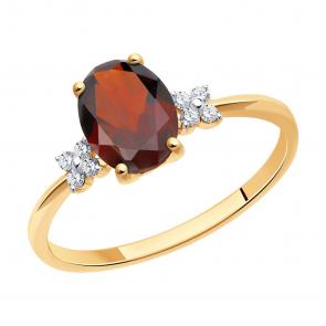 Золотое кольцо SOKOLOV с фианитом и гранатом 716769 фото