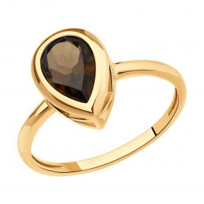 Золотое кольцо SOKOLOV с раухтопазом 716816 фото