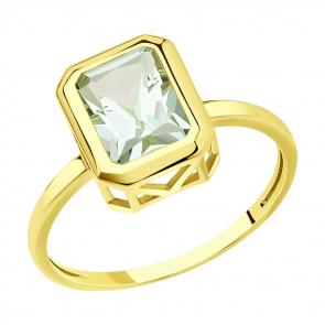 Кольцо из лимонного золота SOKOLOV с празиолитом 716838-2 фото