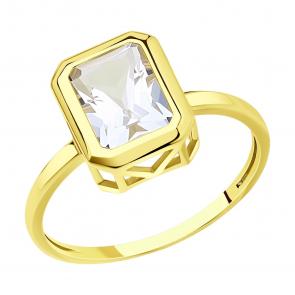 Кольцо из лимонного золота SOKOLOV с горным хрусталём 716839-2 фото