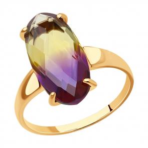 Золотое кольцо SOKOLOV с ситаллом цвета Аметрин 716848 фото
