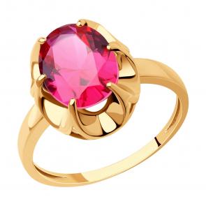 Золотое кольцо SOKOLOV с рубиновым корундом 716879 фото