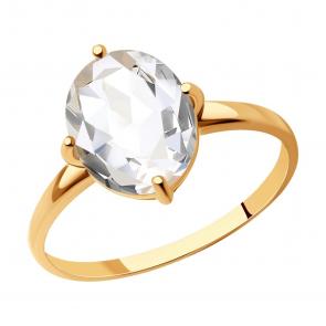 Золотое кольцо SOKOLOV с горным хрусталём 716884 фото