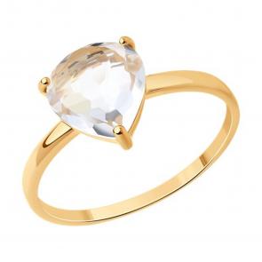 Золотое кольцо SOKOLOV с горным хрусталём 716894 фото