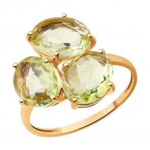 Золотое кольцо SOKOLOV с кварцем 716919 фото