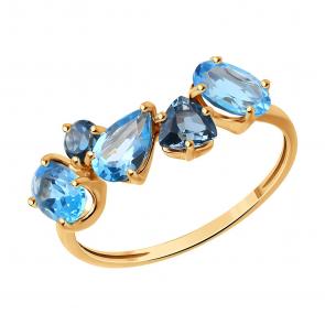 Золотое кольцо SOKOLOV с топазом и Лондон топазом 716969 фото