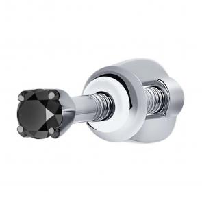 Одиночная серьга из белого золота SOKOLOV с черным бриллиантом 7170001-3 фото