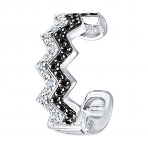 Золотые серьги SOKOLOV с бриллиантом и чёрным бриллиантом 7170010-3 фото