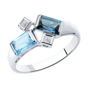 Кольцо из белого золота SOKOLOV с топазом, фианитом и Лондон топазом 717019-3 фото