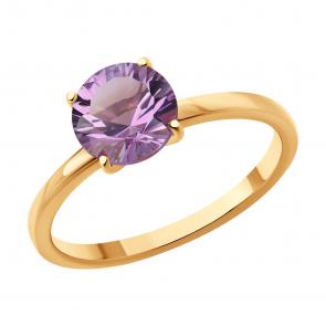 Золотое кольцо SOKOLOV с аметистом 717143 фото
