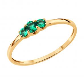 Золотое кольцо SOKOLOV с гидротермальным изумрудом 717185 фото