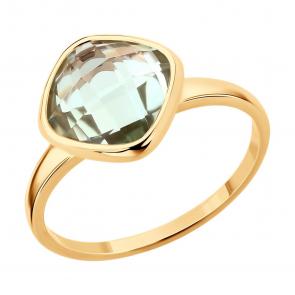 Золотое кольцо SOKOLOV с празиолитом 717191 фото