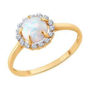 Золотое кольцо SOKOLOV с фианитом и опалом 717210 фото