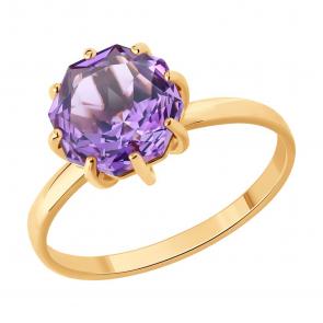 Золотое кольцо SOKOLOV с аметистом 717240 фото