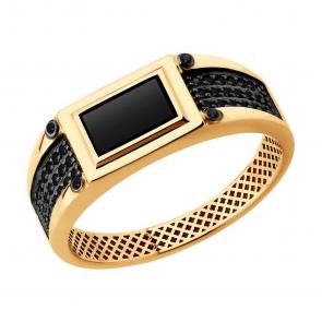 Золотое кольцо SOKOLOV с фианитом и агатом 717245 фото