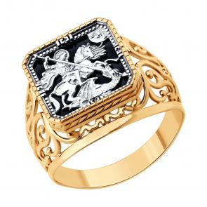 Золотое кольцо Великомученик Георгий Победоносец SOKOLOV с агатом 717250 фото