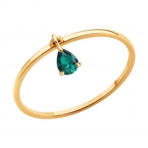 Золотое кольцо SOKOLOV с гидротермальным изумрудом 717273 фото