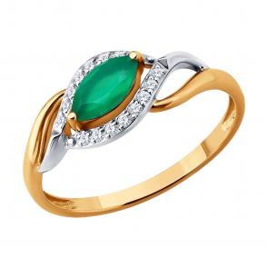 Золотое кольцо SOKOLOV с фианитом и агатом 717328 фото