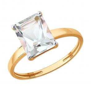 Золотое кольцо SOKOLOV с горным хрусталём 717329 фото