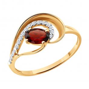 Золотое кольцо SOKOLOV с фианитом и гранатом 717349 фото