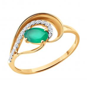 Золотое кольцо SOKOLOV с фианитом и агатом 717350 фото