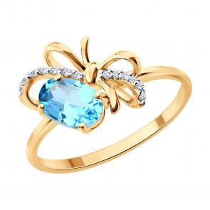 Золотое кольцо SOKOLOV с топазом и фианитом 717361 фото