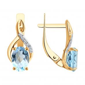 Золотые серьги SOKOLOV с топазом и бриллиантом 72-00044 фото