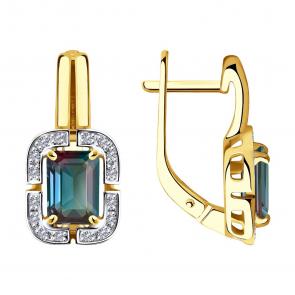 Серьги из лимонного золота SOKOLOV с гидротермальным александритом и бриллиантом 72-00191-2 фото
