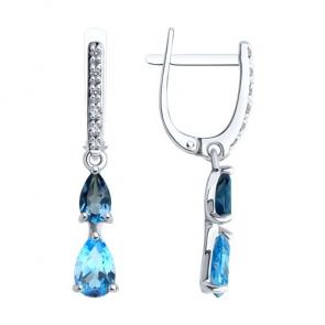 Серьги из белого золота SOKOLOV с топазом, бриллиантом и Лондон топазом 72-00324-3 фото