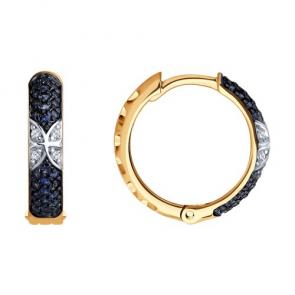 Золотые серьги SOKOLOV с бриллиантом и сапфировым корундом 72-00377 фото