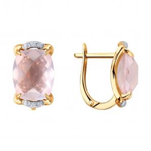 Золотые серьги SOKOLOV с бриллиантом и кварцем 72-00460 фото