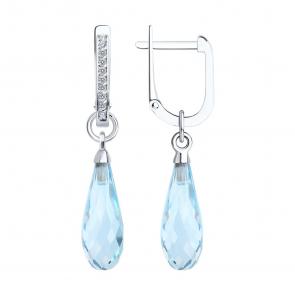 Серьги-трансформеры из белого золота SOKOLOV с топазом и выращенным бриллиантом 72-00484-3 фото