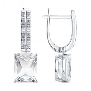 Золотые серьги SOKOLOV с бриллиантом и горным хрусталём 72-00515-3 фото