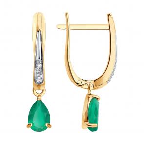 Золотые серьги SOKOLOV с бриллиантом и агатом 72-00521 фото