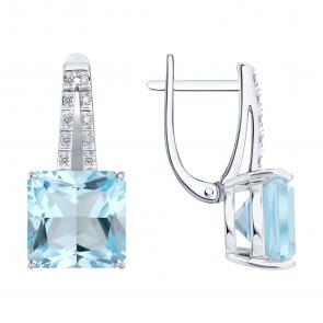 Золотые серьги SOKOLOV с топазом и бриллиантом 72-00530-3 фото