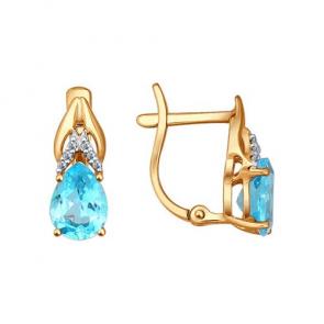 Золотые серьги SOKOLOV с топазом и фианитом 723921 фото