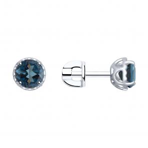 Серьги из белого золота SOKOLOV с Лондон топазом 724196-3 фото