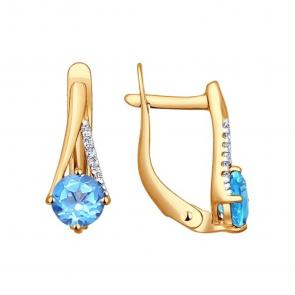 Золотые серьги SOKOLOV с топазом и фианитом 724215 фото