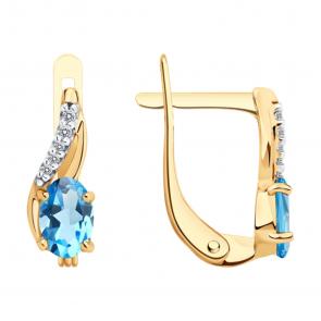 Золотые серьги SOKOLOV с топазом и фианитом 724218 фото