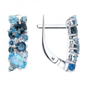 Серьги из белого золота SOKOLOV с топазом, фианитом и Лондон топазом 724260-3 фото