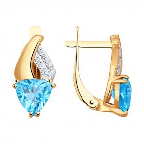 Золотые серьги SOKOLOV с топазом и фианитом 724312 фото