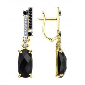 Серьги из лимонного золота SOKOLOV с фианитом и агатом 724375-2 фото