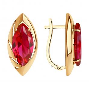 Золотые серьги SOKOLOV с рубиновым корундом 724434 фото