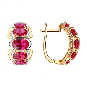 Золотые серьги SOKOLOV с рубиновым корундом 724566 фото