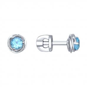 Серьги из белого золота SOKOLOV с топазом 724585-3 фото