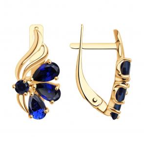 Золотые серьги SOKOLOV с сапфировым корундом 724725 фото